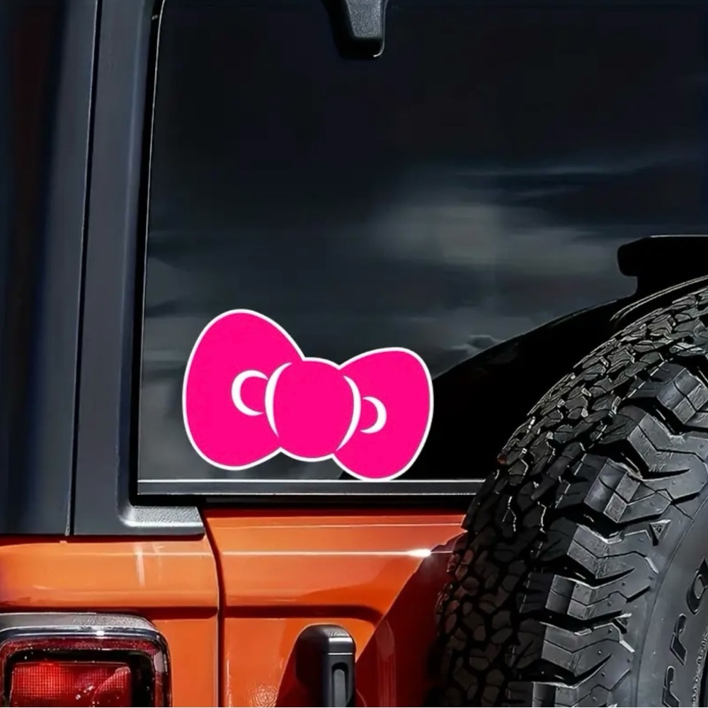 Oversized Hello Kitty Bow Waterproof Vinyl Decal Car Windows Bumpers, Laptop
